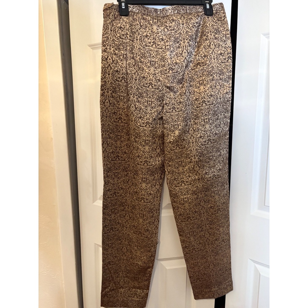 VTG 90s AGB Byer California Brown Baroque Print Pants - Made in Macau‎ - Size 12
